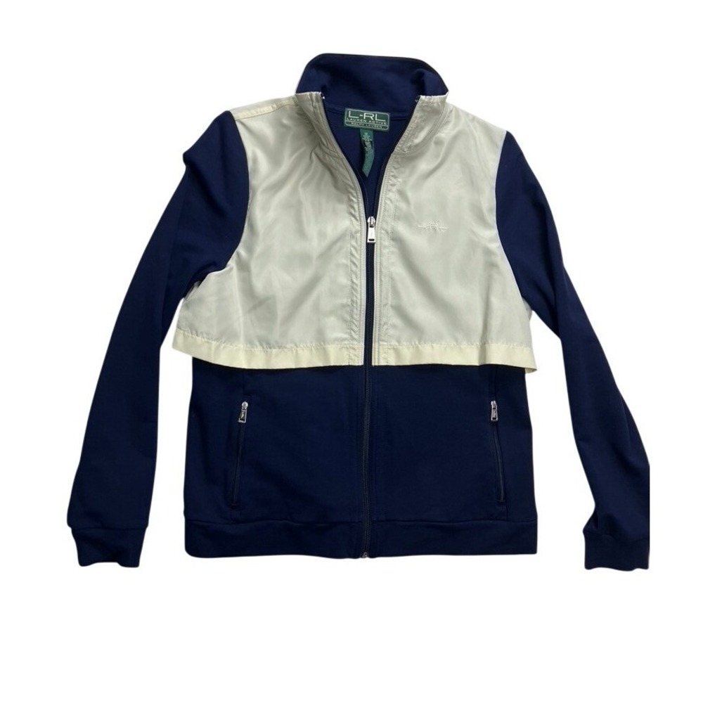 Lauren Ralph Lauren Active Full Zip Track Jacket Navy Cream Size Medium